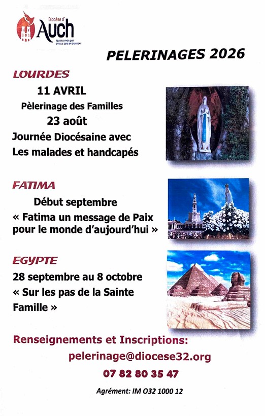 Pèlerinages pour 2026